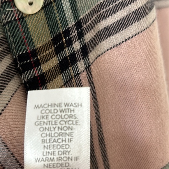 J Jill Plaid Shirt w Patch Pocket Pink w Green w MEASUREMENTS! - Picture 9 of 11